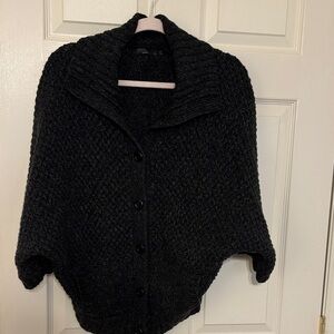 Prana Black Button-Front Shawl Collar Sweater